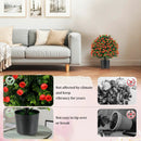 2 Pack Artificial Rose Topiary Ball Tree Faux Shrub Bushes with Flowers-Red by LJGDeals
