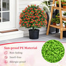 2 Pack Artificial Rose Topiary Ball Tree Faux Shrub Bushes with Flowers-Red by LJGDeals