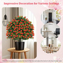 2 Pack Artificial Rose Topiary Ball Tree Faux Shrub Bushes with Flowers-Red by LJGDeals