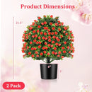 2 Pack Artificial Rose Topiary Ball Tree Faux Shrub Bushes with Flowers-Red by LJGDeals