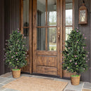 2 Pack Artificial Topiary Cone Tree Faux Potted Shrub Plant with 49 Flowers by LJGDeals