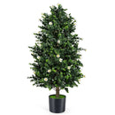 2 Pack Artificial Topiary Cone Tree Faux Potted Shrub Plant with 49 Flowers by DirectDeals