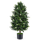 2 Pack Artificial Topiary Cone Tree Faux Potted Shrub Plant with 49 Flowers by LJGDeals