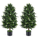2 Pack Artificial Topiary Cone Tree Faux Potted Shrub Plant with 49 Flowers by DirectDeals