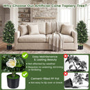 2 Pack Artificial Topiary Cone Tree Faux Potted Shrub Plant with 49 Flowers by LJGDeals