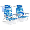 2 Pack Folding Beach Chair with Adjustable Positions and Head Pillow by LJGDeals