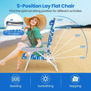 2 Pack Folding Beach Chair with Adjustable Positions and Head Pillow by LJGDeals
