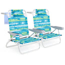 2 Pack Folding Beach Chair with Adjustable Positions and Head Pillow by LJGDeals