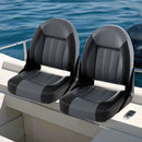 2-Pack Folding High Back Boat Chairs with Sponge Padding and Fixing Bolts-Black by LJGDeals
