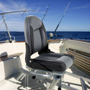 2-Pack Folding High Back Boat Chairs with Sponge Padding and Fixing Bolts-Black by LJGDeals