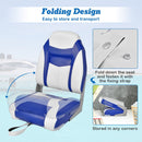 2 Pieces High Back Folding Boat Seat Set with Sponge Cushion