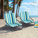 2 Pack Low Folding Beach Chairs for Adults with Cushion-Blue by LJGDeals