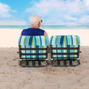 2 Pack Low Folding Beach Chairs for Adults with Cushion-Blue by LJGDeals