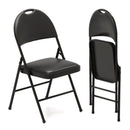 2 Pack Padded Folding Chairs with Metal Frame and Carry Handle-Black by LJGDeals