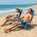 Folding Beach Chair with 7-Position Backrest & Cooler Bag by LJGDeals
