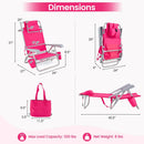 Folding Beach Chair with 7-Position Backrest & Cooler Bag by DirectDeals