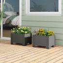 2 Pack Rectangular Planter Box with Drainage Gaps for Front Porch Garden Balcony by LJGDeals
