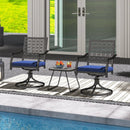 2 Pack Swivel Outdoor Chairs with Soft Cushions and Round Steel Base-Navy by LJGDeals