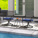 2 Pack Swivel Outdoor Chairs with Soft Cushions and Round Steel Base-Navy by DirectDeals