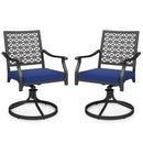 2 Pack Swivel Outdoor Chairs with Soft Cushions and Round Steel Base-Navy by DirectDeals