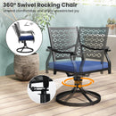 2 Pack Swivel Outdoor Chairs with Soft Cushions and Round Steel Base-Navy by DirectDeals