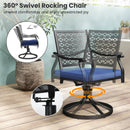 2 Pack Swivel Outdoor Chairs with Soft Cushions and Round Steel Base-Navy by LJGDeals