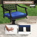 2 Pack Swivel Outdoor Chairs with Soft Cushions and Round Steel Base-Navy by LJGDeals