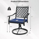 2 Pack Swivel Outdoor Chairs with Soft Cushions and Round Steel Base-Navy by DirectDeals