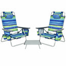 2 Packs 5-Position Outdoor Folding Backpack Beach Table Chair Reclining Chair Set by LJGDeals