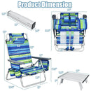 2 Packs 5-Position Outdoor Folding Backpack Beach Table Chair Reclining Chair Set by LJGDeals