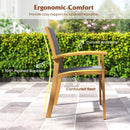 Patio Chairs Set of 2 Acacia Wood Armchairs with Breathable Fabric Back and Seat by LJGDeals