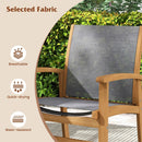 Patio Chairs Set of 2 Acacia Wood Armchairs with Breathable Fabric Back and Seat by LJGDeals