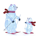 2 PCS Animated Skiing Polar Bears Pre-lit Christmas Bear Decoration with Skiing Motion by LJGDeals