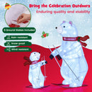 2 PCS Animated Skiing Polar Bears Pre-lit Christmas Bear Decoration with Skiing Motion