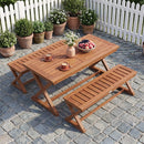 2-Person 44" Solid Wood Outdoor Bench with Slatted Seat for Patio Park Balcony by LJGDeals