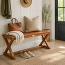 2-Person 44" Solid Wood Outdoor Bench with Slatted Seat for Patio Park Balcony by LJGDeals