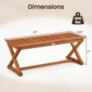 2-Person 44" Solid Wood Outdoor Bench with Slatted Seat for Patio Park Balcony by LJGDeals