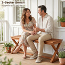 2-Person 44" Solid Wood Outdoor Bench with Slatted Seat for Patio Park Balcony by LJGDeals