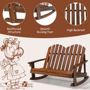 2 Person Adirondack Rocking Chair with Slatted seat-Brown