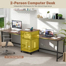 2-Person Computer Desk with Power Outlet and Printer Stand-Rustic Brown by LJGDeals