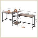 2-Person Computer Desk with Power Outlet and Printer Stand-Rustic Brown by LJGDeals