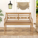 2-Person Teak Wood Patio Bench with Wide Backrest and Curved Armrests by LJGDeals