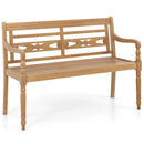 2-Person Teak Wood Patio Bench with Wide Backrest and Curved Armrests by LJGDeals