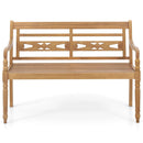 2-Person Teak Wood Patio Bench with Wide Backrest and Curved Armrests by LJGDeals