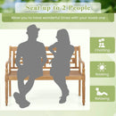 2-Person Teak Wood Patio Bench with Wide Backrest and Curved Armrests by LJGDeals