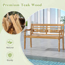 2-Person Teak Wood Patio Bench with Wide Backrest and Curved Armrests by LJGDeals
