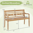 2-Person Teak Wood Patio Bench with Wide Backrest and Curved Armrests by LJGDeals