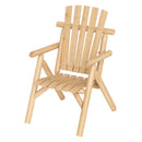 Solid Wood Patio Chair with Curved Seat and Slatted Backrest