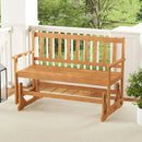 2-Person Outdoor Acacia Wood Glider Bench Patio Swing Rocking Loveseat by LJGDeals