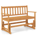 2-Person Outdoor Acacia Wood Glider Bench Patio Swing Rocking Loveseat by LJGDeals